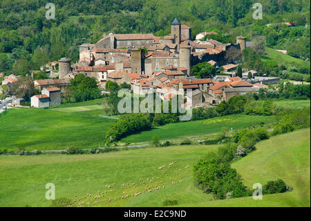 Frankreich, Aveyron, die Causses und Cevennen, mediterrane Agro pastorale Kulturlandschaft Weltkulturerbe von UNESCO, Sainte Eulalie de Cernon, Straße von St Jacques de Compostela, als Weltkulturerbe der UNESCO, Templer Komturei der Hochebene Larzac aufgeführt Stockfoto