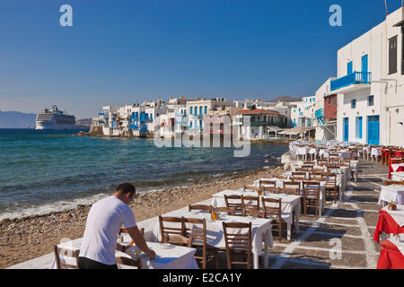 Griechenland, Cyclades, Insel Mykonos, Mykonos-Stadt oder Stadt Chora, klein-Venedig Stockfoto