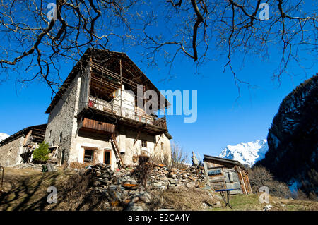 Frankreich, Saint Veran, Hautes Alpes, Parc Naturel Regional du Queyras (regionalen natürlichen Parks von Queyras) gekennzeichnet Les Plus Beaux Stockfoto