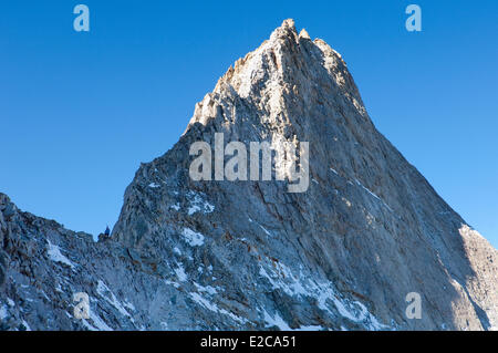 Frankreich, Hautes Alpes, Parc National des Ecrins, La Grave, Tour De La Meije, Überquerung der Breche De La Meije (3357 m), mit dem Rateau Avec ridge in den Rücken Stockfoto