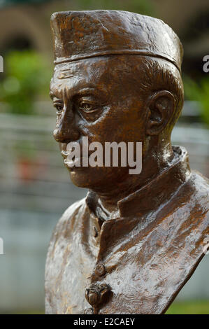 Singapur, Boat Quay, die Statue von Jawaharlal Nehru, der erste Premierminister von Indien Stockfoto