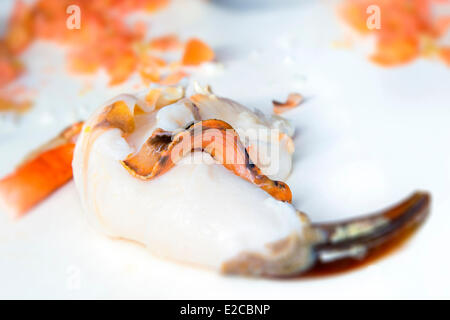 Bahamas, Harbour Island Queen Conch Restaurant bekannt für seine Muschel Salate, hier eine Muschel Stockfoto