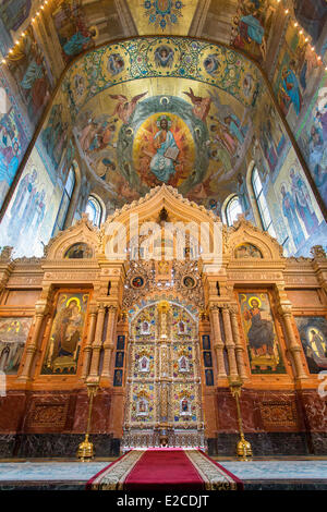 Russland, St. Petersburg, als Weltkulturerbe der UNESCO, Kirche des Erlösers auf Auferstehungskirche, Tür der Ikonostase aufgeführt. Stockfoto