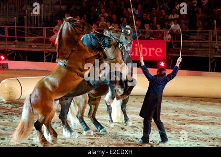 Frankreich, Herault, Beziers, Ort der 14. Juli, jährliche Feria in den Straßen der Stadt, den Reitsport shows Stockfoto