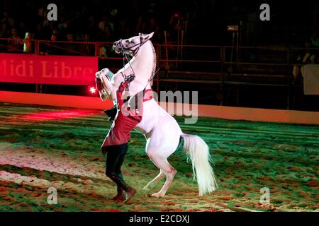 Frankreich, Herault, Beziers, Ort der 14. Juli, jährliche Feria in den Straßen der Stadt, den Reitsport shows Stockfoto