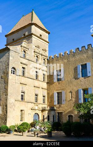 Frankreich, Herault, Lieurant Les Beziers, Schloss Ribaute Herberge unter dem Gewölbe im Anhänger und Dächer in Einfamilienhaus wieder bis zum Ende des 16. Jahrhunderts nach oben Stockfoto