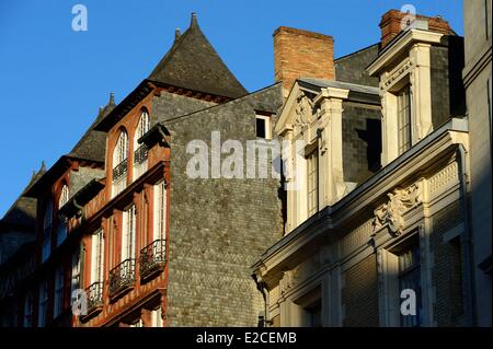 Frankreich, Ille et Vilaine, Rennes, Fassade in der Rue Saint-Georges, in der Nähe der Place du Parlement de Bretagne Stockfoto