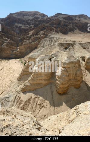 Palästina, West Bank (umstrittene Gebiet), Qumran-Nationalpark, Höhlen der Entdeckung der Schriftrollen vom Toten Meer Stockfoto