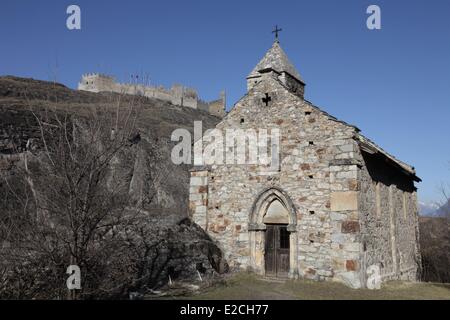 Schweiz, Kanton Wallis, Sion, Tourbillon Burg auf einem Hügel Stockfoto