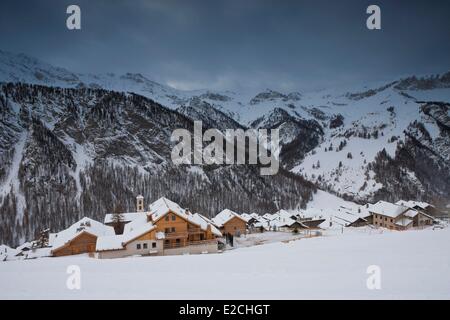 Frankreich, Saint Veran, Hautes Alpes, Parc Naturel Regional du Queyras (natürlichen regionalen Park von Queyras) gekennzeichnet Les Plus Beaux Stockfoto