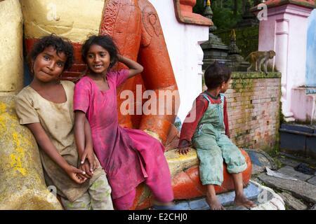 Nepal, Kathmandu-Tal, Weltkulturerbe der UNESCO, Kathmandu, Buddha-Statue in Swayambunath Tempel Stockfoto