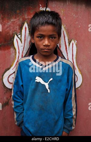 Nepal, Kathmandu-Tal, Weltkulturerbe von UNESCO, Kathmandu, Straßenkind Stockfoto