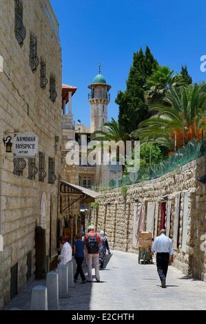 Israel, Jerusalem, heilige Stadt, die Altstadt Weltkulturerbe der UNESCO, die Via Dolorosa im muslimischen Viertel Stockfoto