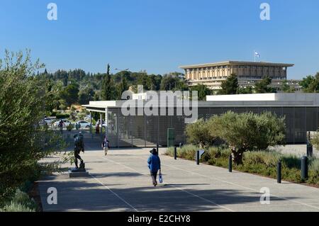 Die Knesset, Guivat Ram District, Israel Museum, Jerusalem, Israel und im Hintergrund Stockfoto