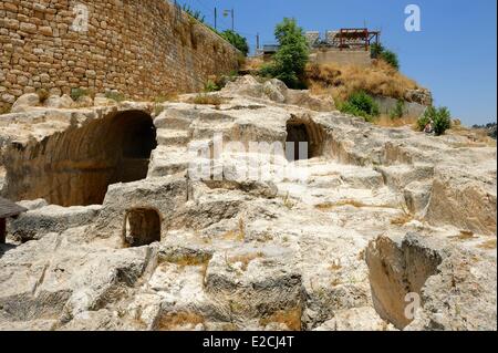 Israel, Jerusalem, heilige Stadt der Davidstadt südlich der Altstadt, Weill Ausgrabungen an angeblichen Gräbern des Hauses von David Stockfoto