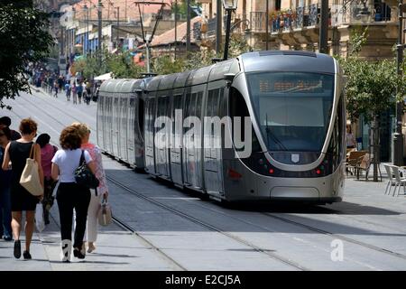 Israel, Jerusalem, Seilbahn entlang der alten Stadtmauer, die Linie ist 13,9 Kilometer lange, lief am 19. August 2011 Stockfoto