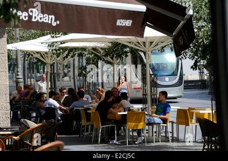 Israel, Jerusalem, Seilbahn entlang der alten Stadtmauer, die Linie ist 13,9 Kilometer lange, lief am 19. August 2011 Stockfoto