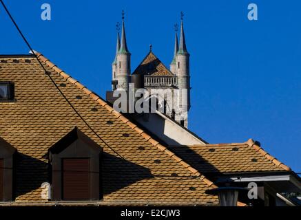 Schweiz, Kanton Waadt, Vevey, Teil der alten Stadt Stockfoto