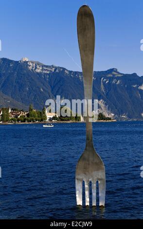 Schweiz, Kanton Waadt, Vevey am Genfersee, mit Blick auf das Sortiment Museum Alimentarium Stockfoto