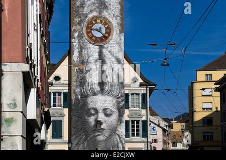 Schweiz, Kanton Waadt, Vevey, Teil der alten Stadt Stockfoto