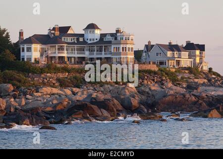 Vereinigten Staaten Maine York Cape Neddick am Strand Häuser Stockfoto