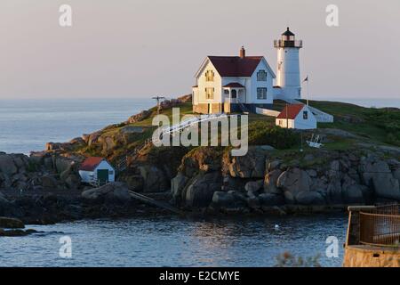 Vereinigten Staaten Maine York Cape Neddick Nubble Leuchtturm Stockfoto