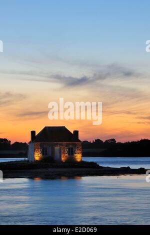 Für den Hausmeister des Oyster Parks Frankreich Morbihan Belz Etel Fluss die Insel von Nichtarguer und sein Haus 1894 erbaut Stockfoto