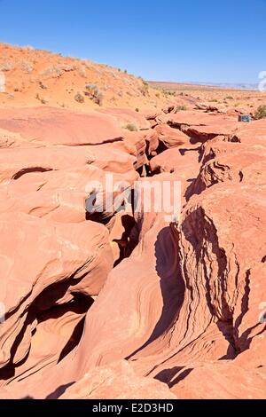 USA Arizona Navajo Nation indischen Reservierung unteren Antelope Canyon in der Nähe von Page Canyon Eingang Stockfoto