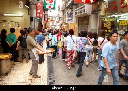 China Macau Wanderer in den Fußgängerzonen der Altstadt Stockfoto