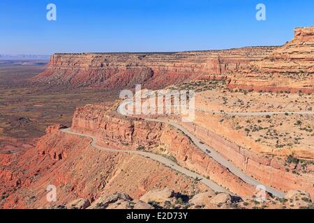 Vereinigten Staaten Utah Colorado Plateau Cedar Mesa Utah State Road 161 Moki Dugway Serpentinen (The Moki Dugway 1958 gebaut wurde Stockfoto