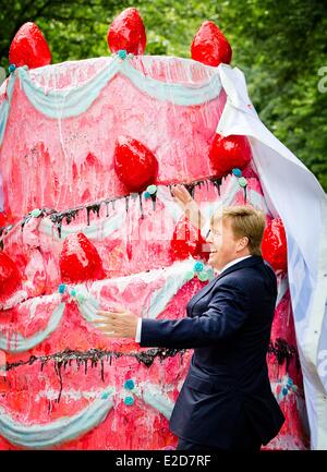 Den Haag, Niederlande. 17. Juni 2014. König Willem-Alexander der Niederlande eröffnet die Ausstellung "Pracht - französischen Skulptur Kunst von Laurens bis jetzt" an der Lange Voorhout in den Haag, Niederlande, am 17. Juni 2014. © Dpa picture-Alliance/Alamy Live News Stockfoto