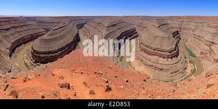 Panoramablick auf den San Juan River Canyon USA Utah Colorado Plateau Goosenecks State Park Stockfoto