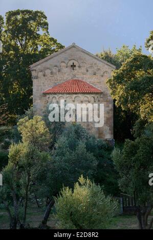 Frankreich, Corse du Sud, Alta Rocca, Sainte Lucie de Tallano (Santa Lucia di Tallà), romanische Kapelle des Heiligen Johannes des Täufers (Saint Stockfoto