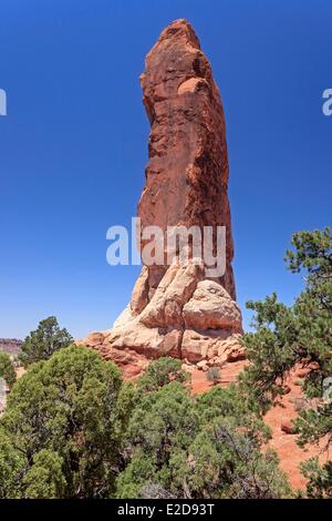 Vereinigten Staaten Utah Colorado Plateau Arches National Park des Teufels Garten Abschnitt Dark Angel monolith Stockfoto