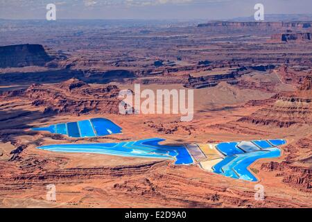 Vereinigten Staaten Utah Colorado Plateau Canyonlands National Park Insel im Himmel Bezirk Cane Creek Kali Bergwerk (Luftbild) Stockfoto