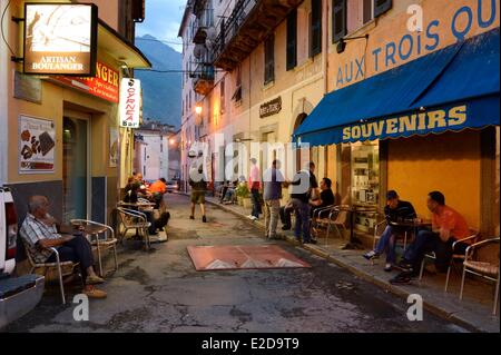 Frankreich, Haute Corse, Corte, die Cyrnéa Bar in der Altstadt Stockfoto