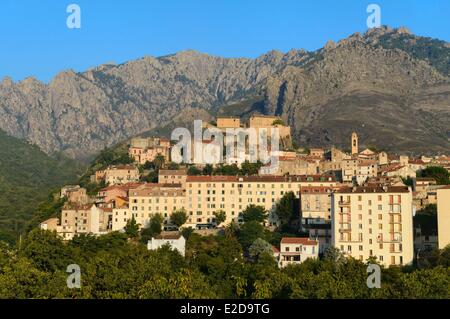 Frankreich, Haute Corse, Corte, Zitadelle aus dem 15. Jahrhundert mit Blick auf die Altstadt Stockfoto