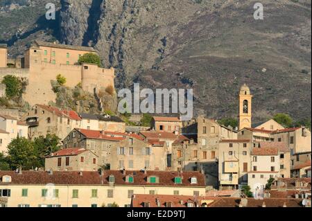 Frankreich, Haute Corse, Corte, Zitadelle aus dem 15. Jahrhundert mit Blick auf die Altstadt Stockfoto