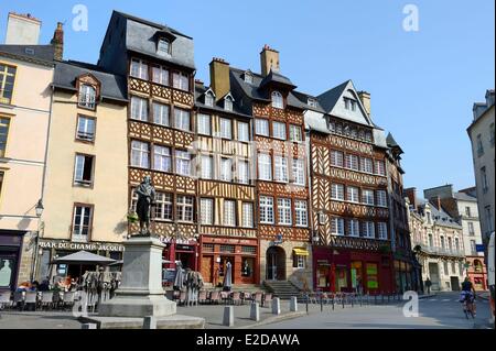 Frankreich, Ille et Vilaine, Rennes, der Champ Jacquet, der Platz von 17. Jahrhundert halb Fachwerkhaus gesäumt ist beherbergt Stockfoto