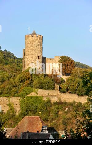 Frankreich Haut Rhin Elsass Wein Route Kaysersberg der Bergfried der Burg Stockfoto