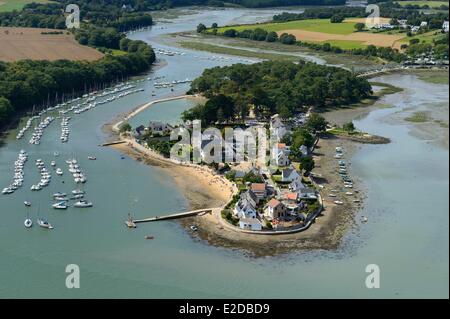 Morbihan, Golf von Morbihan (Golfe du Morbihan), Vannes, Frankreich, Luxusboutiquen de Conleau (Conleau Halbinsel) (Luftbild) Stockfoto