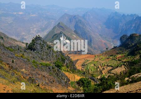 Vietnam Ha Giang Provinz 4C Straße zwischen Dong Van und Meo Vac Ma Pi Leng passieren Stockfoto