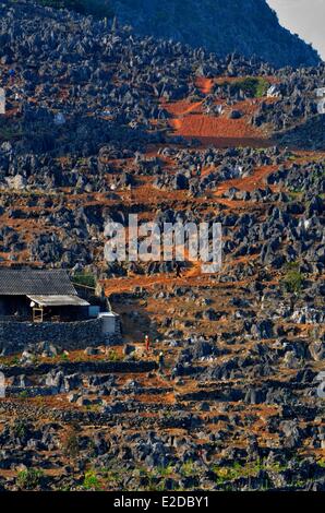 Vietnam Ha Giang Provinz 4C Straße zwischen Dong Van und Meo Vac Landschaften Stockfoto