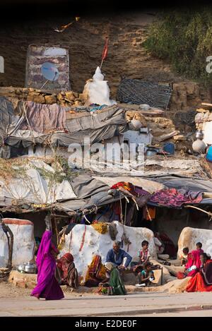 Indien Rajasthan Zustand Jaisalmer nomadische Stämme leben in der Stadt Stockfoto