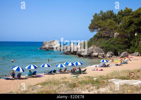 Griechenland Ionische Inseln Insel Korfu West coast Strand Myrten Stockfoto