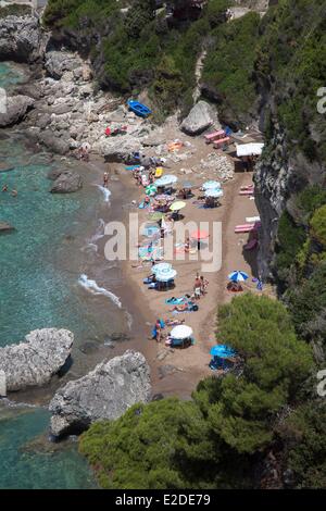 Griechenland Ionische Inseln Insel Korfu West coast Strand Myrten Stockfoto
