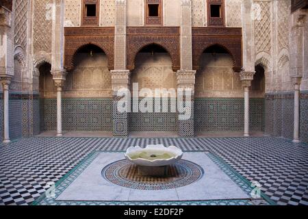 Marokko, mittleren Atlas, Fez, Kaiserstadt, Fes El Bali District, Medina, Weltkulturerbe der UNESCO, Medersa Attarine Stockfoto