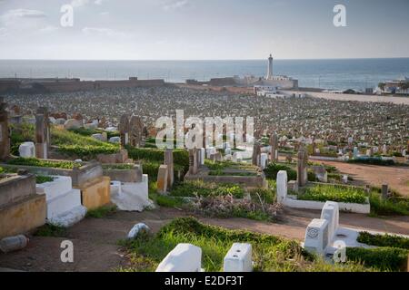 Marokko, Rabat, marine Friedhof vor dem Ozean Stockfoto