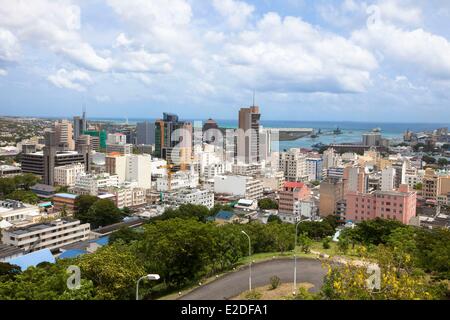 Mauritius, Port Louis, Blick auf die Stadt von Fort Adelaide, Morgendämmerung Stockfoto