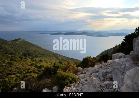 Kroatien Dalmatien dalmatinische Küste Ugljan Insel Preko Blick aus den Ruinen des Schlosses Saint Michel Stockfoto